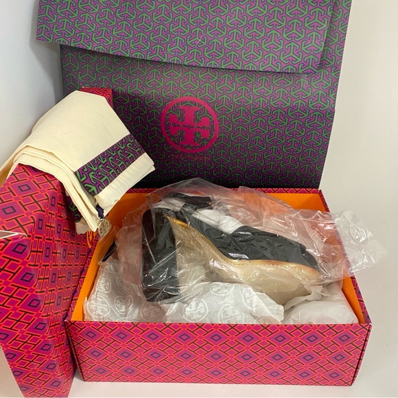 Tory Burch Loretta 115mm Platform sandals black heels Women’s 8.5 Suede - Picture 8 of 11